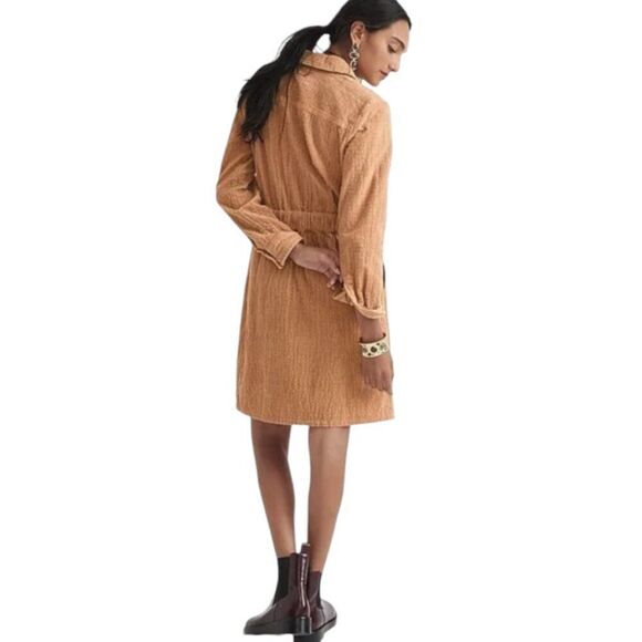 J. Crew Zip-Front Cinched Dress in Corduroy Tan Size 10 Style #BK860 Fall 2022 - Picture 2 of 9